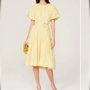 Eudon Choi RTR Cotton Tiered Puff Sleeve Poplin Dress W/ Pockets Womens Size 12